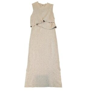Ripe Maternity Grey Knit Sleeveless Nursing Maxi Dress XS Zipper Back PO3896
